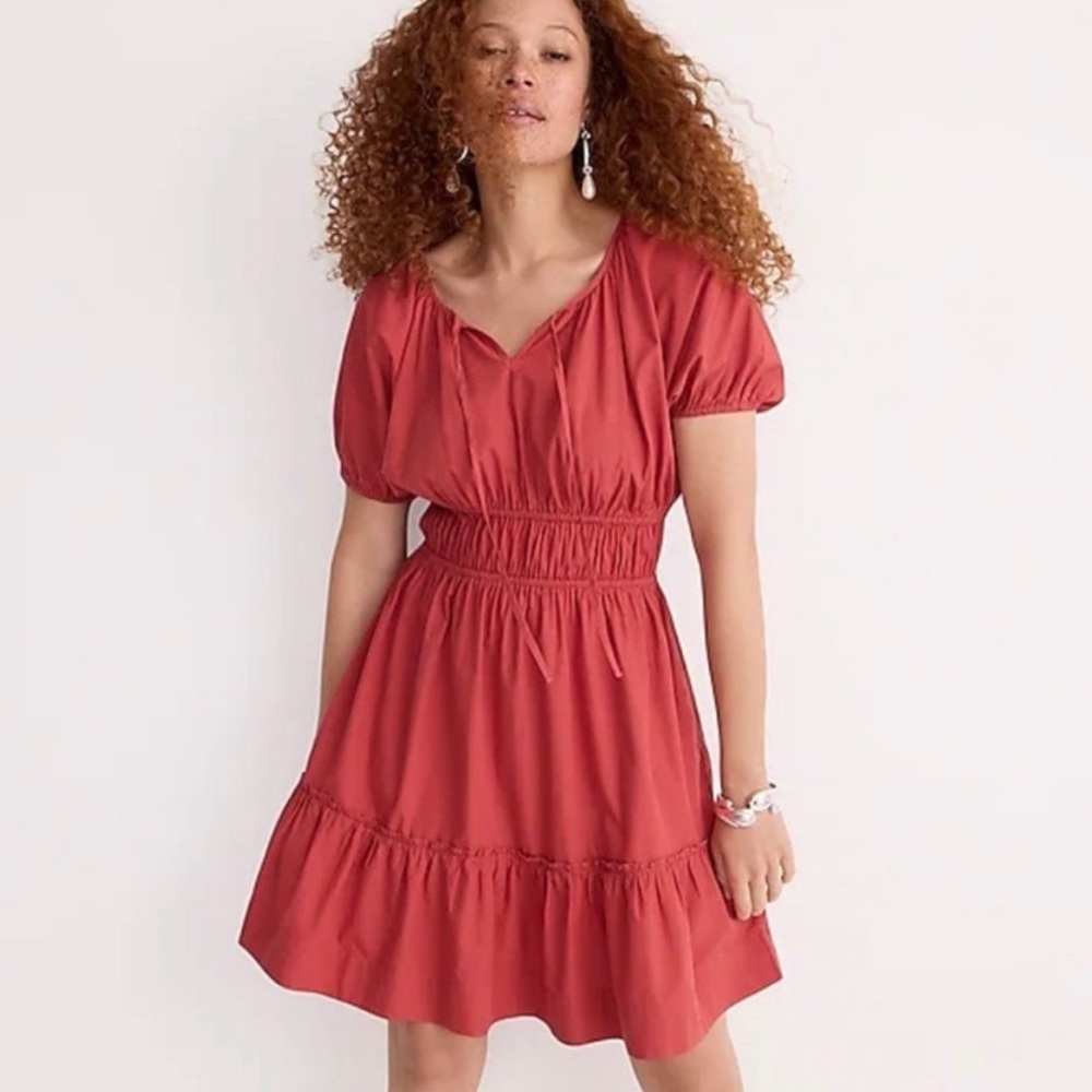 J. Crew Coral Mini Dress With Synching Waist